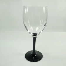 Luminarc Arcoroc France Black short Stem Wine Glass Goblet 7 1/4"