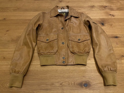 ladies brown leather aviator jacket