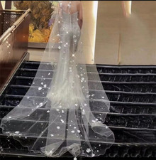 Bridal Veil Long Wedding Veil 3D Flowers Petals Ivory Elegant Veil for Bride