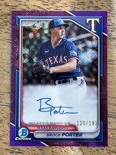 Brock Porter 2024 Bowman Chrome PURPLE MOJO REFRACTOR AUTO /199 #BMA-BP Rangers