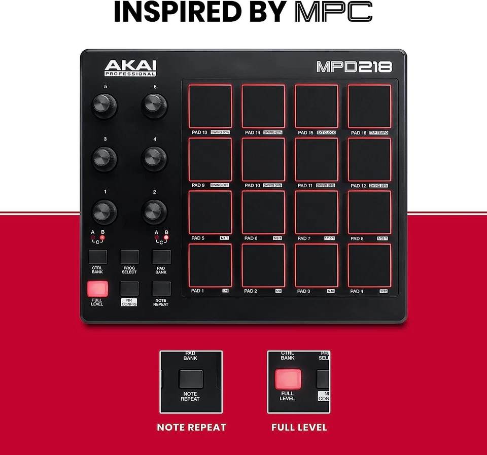 Akai Professional MPD218 MIDI USB Drum Beat Pad Controller - Image 4 of 4