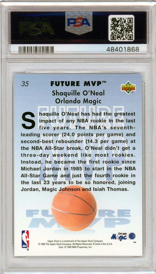 PSA 8 casi como nuevo Shaquille O'Neal // 1992 cubierta superior // hologramas MVP Foto 2 de 2
