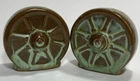 VTG FRANKOMA Pottery PRAIRIE GREEN WAGON WHEEL Salt & Pepper Shaker