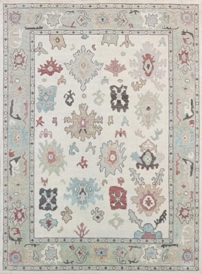 Ivory/Grey Indo Oushak Cotemporary Hand-knotted Rugs to decor living area Rugs.