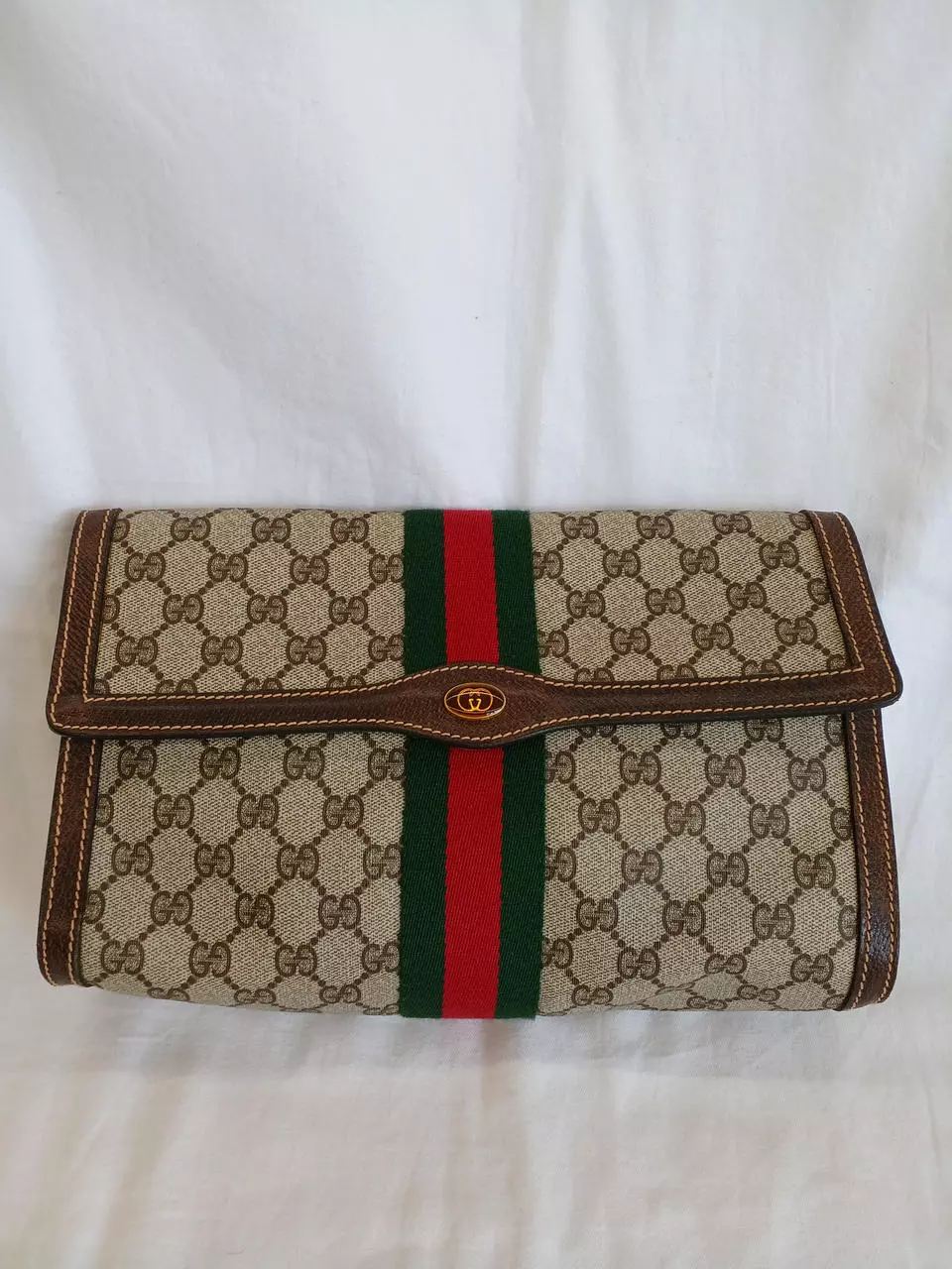 Gucci GG Supreme Sherry Line pochette sac deuxième sac pochette PVC cuir marron