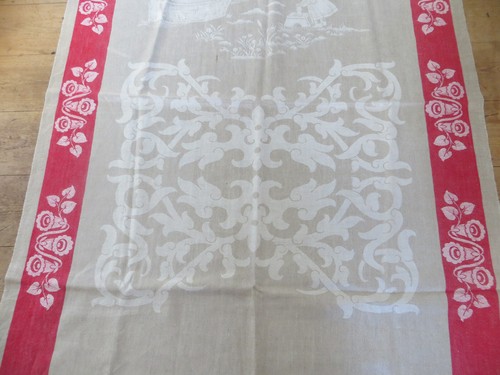 Rollcloth Manglecloth Mangle Cloth Antique Tablecloth German 35 "by118 " RARE - Picture 2 of 15