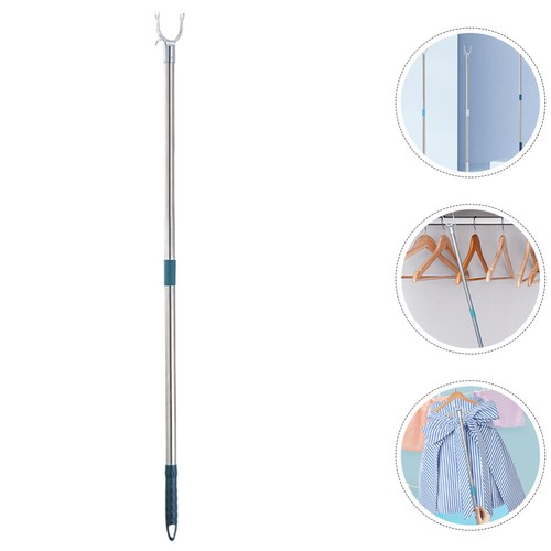 Clothesline Pole Long Reach Pole Closet Pole Balcony Clothing Garment Pole Hook
