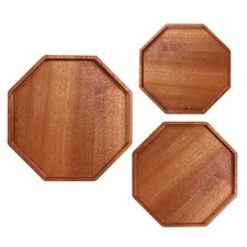 1 X Octagon Serving Tray Sandalwood Fruits Plate Deseert Food Pallet Teaboard