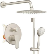 Shower System Brushed Nickel Slide Bar Shower Faucet Set with High Pressure 10.