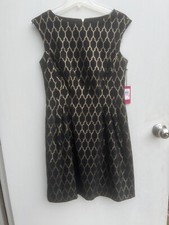 Vince Camuto Dress Womens 10 Elegant Black Gold NWT