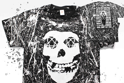 HIM x Misfits MASHUP Lyric His Infernal Majesty Fiend Heartagram Horror Goth Tee