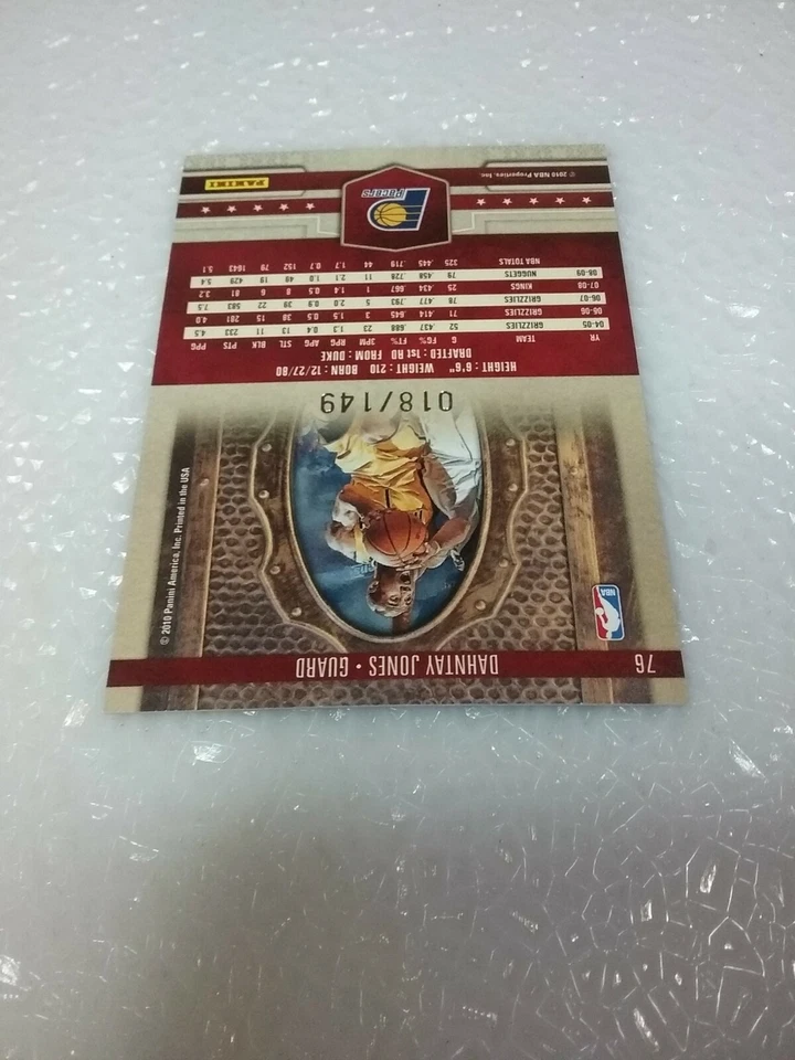 Dauntay Jones Pacers 2010 Panini Court Kings #76 18/149 - Image 4 of 4