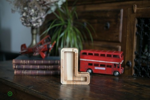 Wood Letter Piggy Bank Handmade Personalized Money Box Wood Coin Saving Medium - Picture 17 of 29