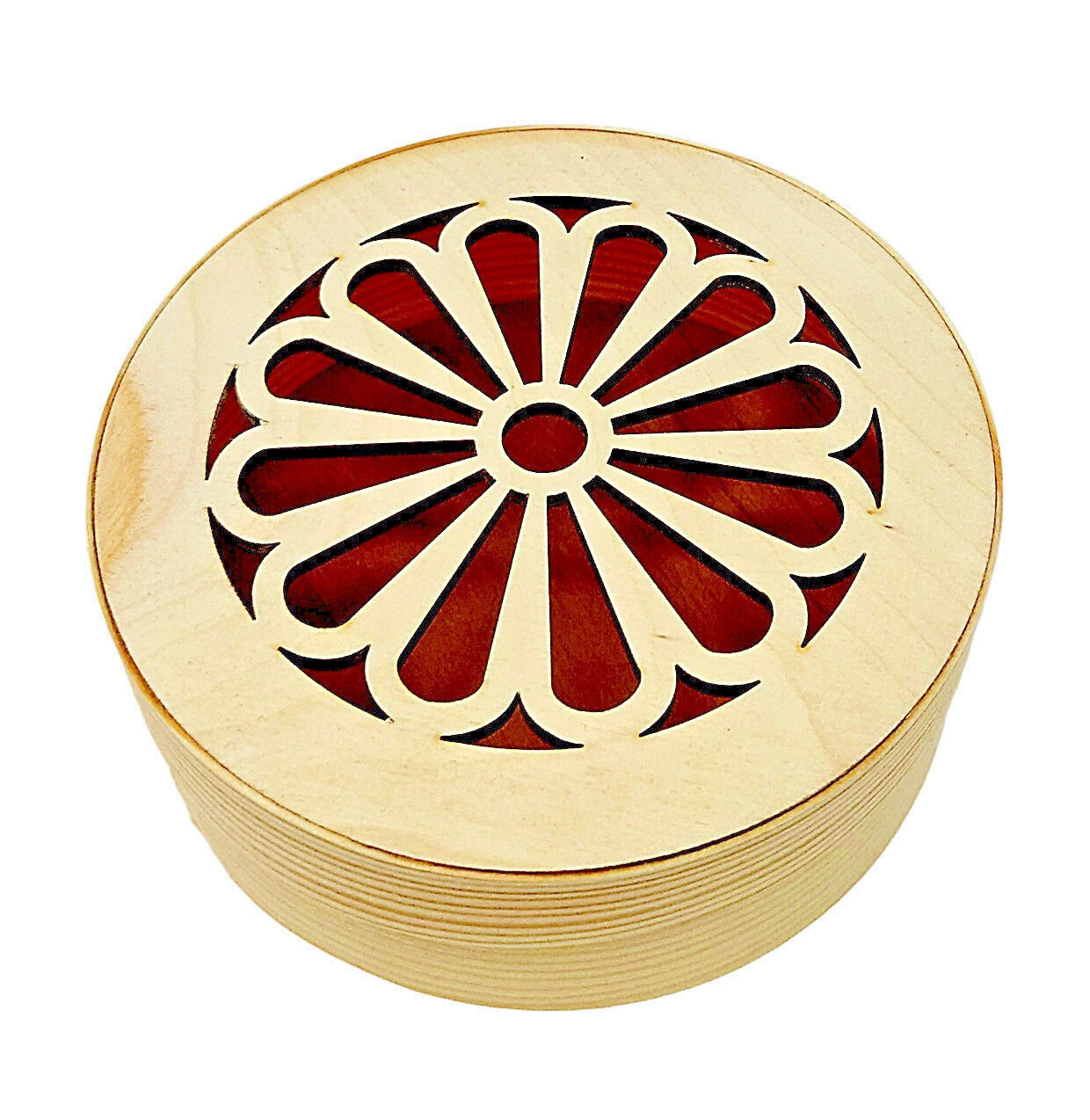 Spandose rund Ø 140 mm mit Deckel Spanschachtel Verzierung Holz Geschenk Dose