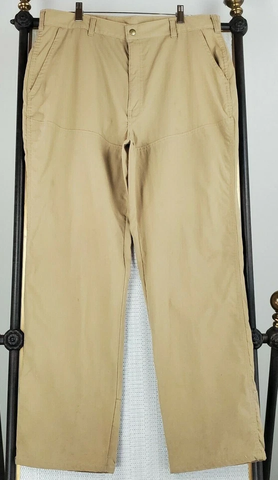 VTG CABELAS Size Large Mens Khaki Poplin Hunting Jacket + Pants Set Game Bag - Image 3 of 4