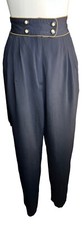 Platinum By Dorothy Schoelen Black Pleated Trousers Beaded Trim Buttons