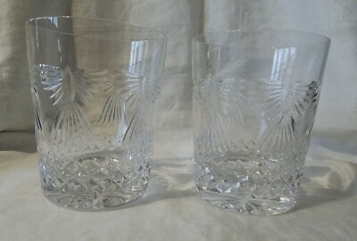 2 Waterford Crystal Millennium Series PEACE Double Old Fashioned Whiskey Glasses