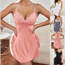 Women Lace Nightdress Chemise Cami Robe Babydoll Sleepwear Lingerie Nightwear US