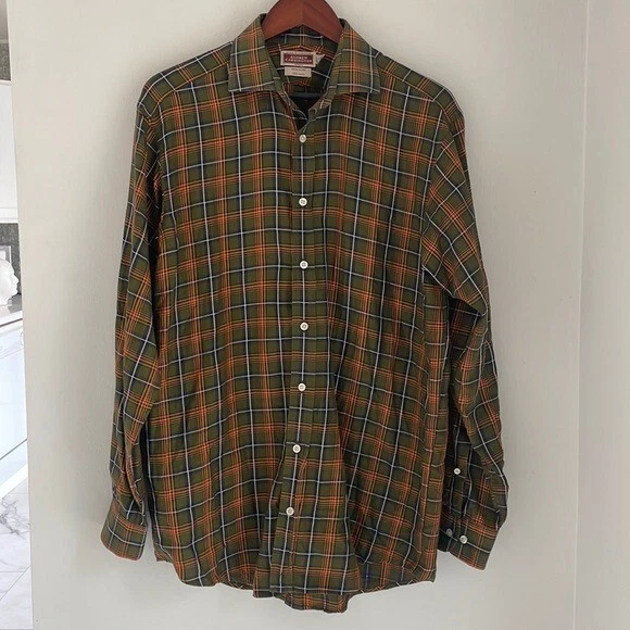 Camisa House Of Carrington Abotonada Para Hombre Talla Mediana Tartán Cuadros Hecha en Italia Foto 2 de 4