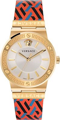 Versace VEVH01521 Greca Logo gold weiss rot blau schwarz Leder Damen Uhr NEU