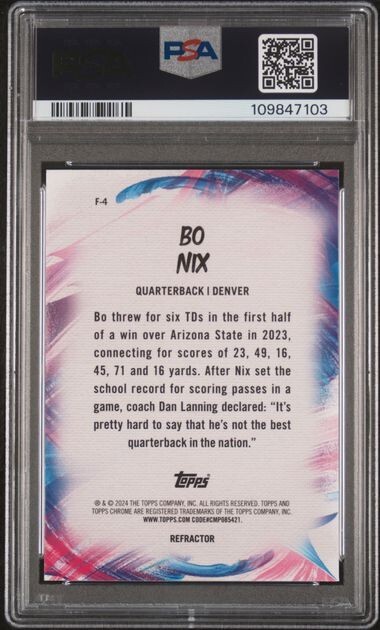 2024 TOPPS CHROME FINESSE REFRACTOR #F4 BO NIX ROOKIE RC PSA 10 | eBay