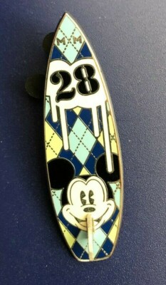 Disney pin 69739 mickey mouse surfboard plaid argyle 3d fin MM 28 Free-d fin