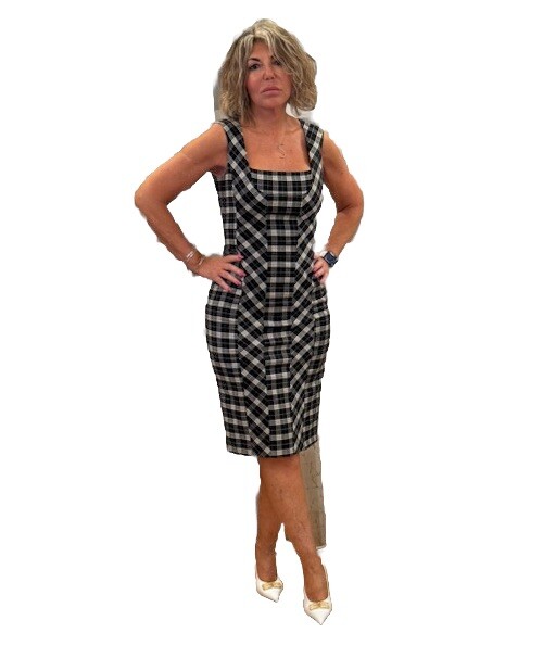 plaid bodycon midi dress D&G Dolce&Gabbana Plaid Wool Bodycon Zippered Midi Dress IT44