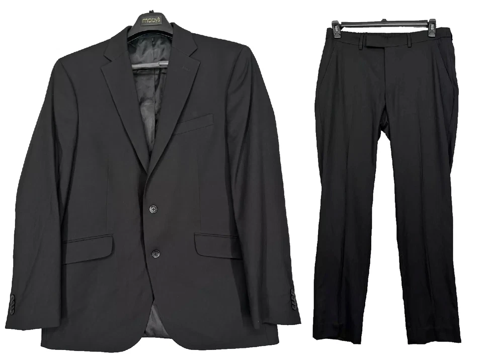 Kenneth Cole Reaction Suit Mens Size 46R 40x30 Black Slim Fit Ready Flex 2-Piece - Image 2 of 4
