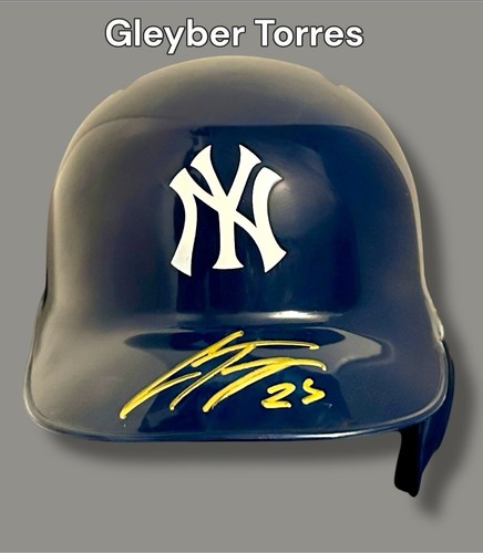 GLEYBER TORRES AUTOGRAPHED SIGNED NY YANKEES MINI BASEBALL BATTING HELMET w/COA - Picture 1 of 5