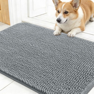 OLANLY Dog Door Mat for Muddy Paws 24x16, Absorbs Moisture 24'' X 16'', Grey