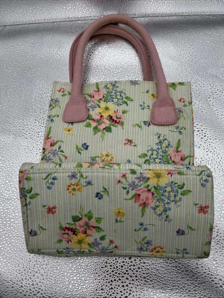 Bolso de Mano Longaberger Homestead Floral Exterior e Interior Rosa Claro Foto 2 de 4