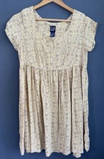 GAP Floral Short Sleeve Dress w/ Pleated Waist Women’s Small 100% Rayon Saffron