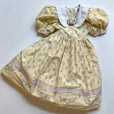 Daisy Kingdom Floral Print Childs Dress France Document Pale Yellow Lavender