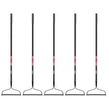 57 In. Fiberglass Handle 16-Tines Bow Rake With Comfort Grip (5-Pack)-78115-943