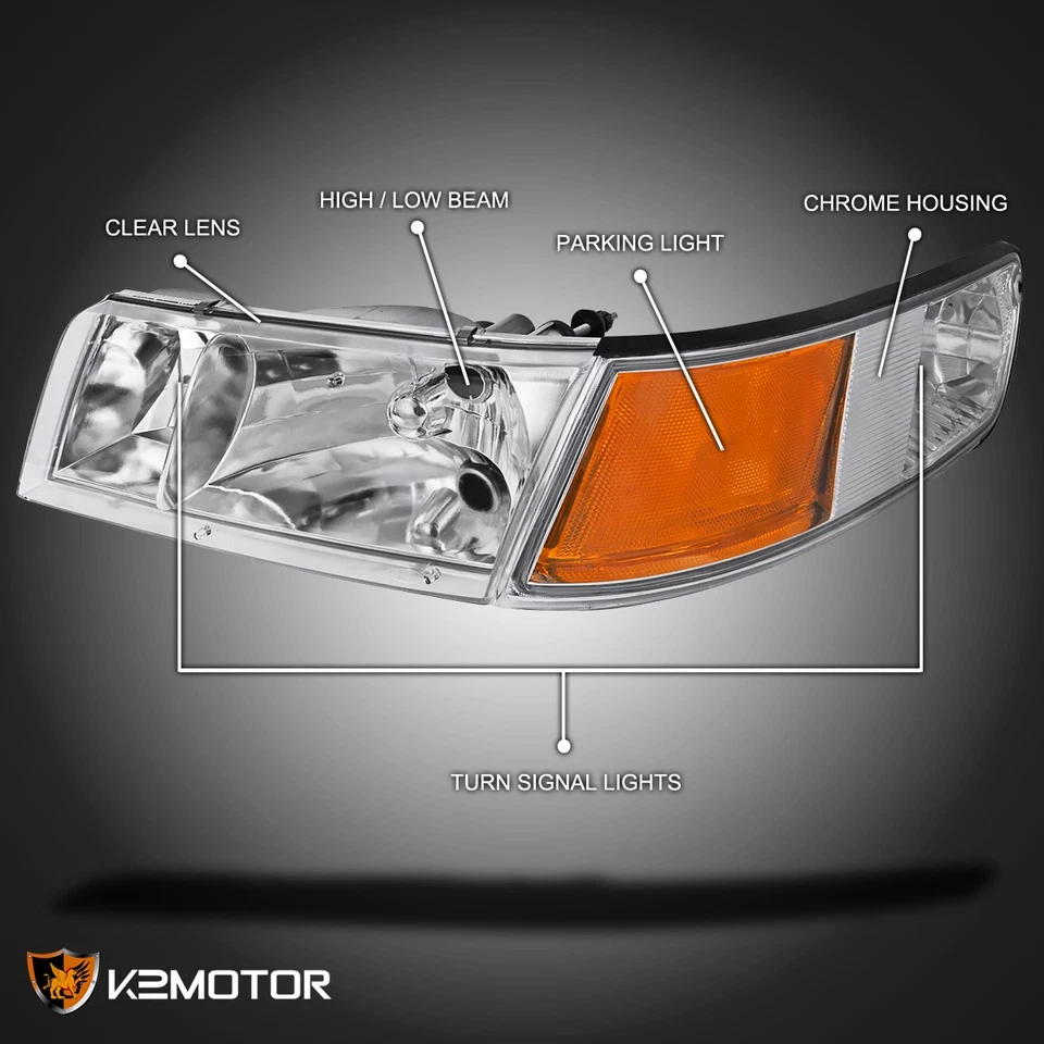 Fits 1998-2002 Mercury Grand Marquis Clear Headlights+Corner Signal Lamps 98-02 Foto 3 de 4