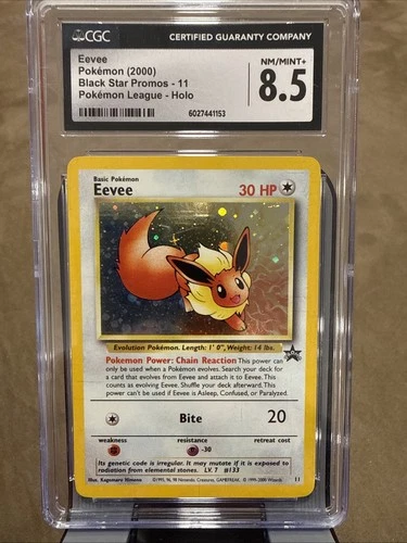 Eevee Pokemon (2000) Black Star Promo- 11 Holo Pokémon league CGC 8.5 NM/MINT