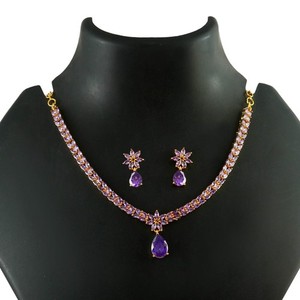Authentic CZ Necklace Set Gold Plated Indian Bollywood Bridal Party Wear Weding Women CZ05