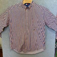 Tommy Hilfiger Mens Long Sleeve Blue/Orange Stripe Button Down XL