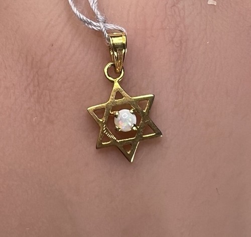 14K Gelbgold Davidstern Opal Anhänger