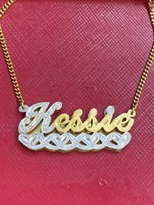 PERSONALIZED 3D DOUBLE PLATED SCRIPT NAME PLATE NECKLACE ANY NAME US SELLER