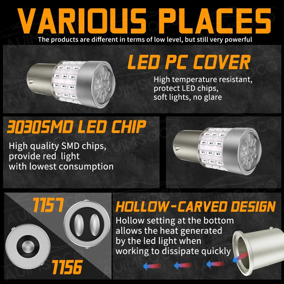 1156 7506 23-LED Freno Parada Trasera Retroceso Bombillas Rojo 2800K Canbus Sin Errores Foto 4 de 4