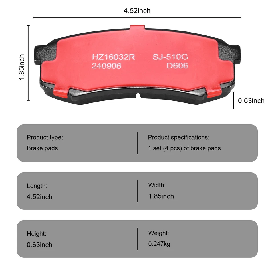 Pastillas de freno traseras de cerámica para Toyota Sequoia 2001 2002 2003 - 2007 4,5 L especificaciones originales Foto 3 de 4