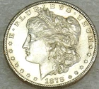 1878-S Morgan Silver Dollar AU Frosty Bright Luster in saflip #L336
