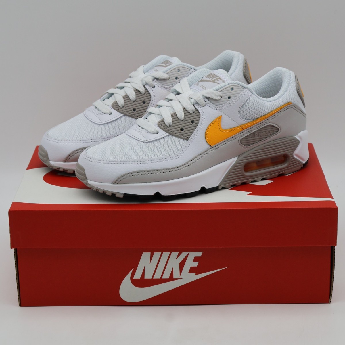 Size 10 - Nike Air Max 90 White Laser Orange for sale online | eBay
