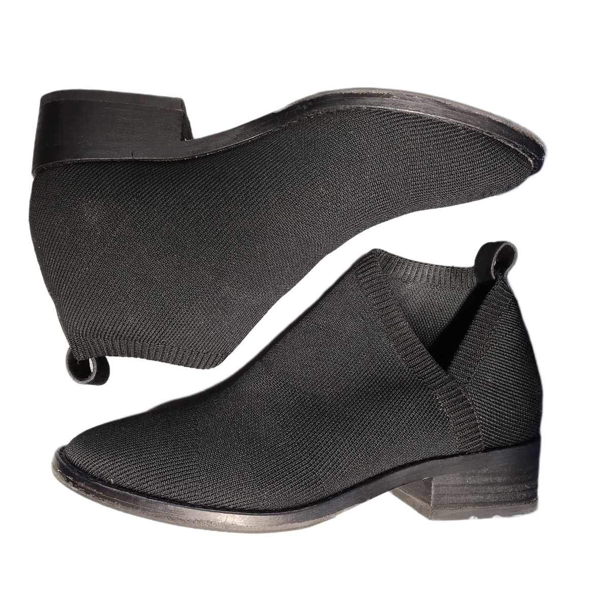 Eileen Fisher Vero Cuoio Ankle Boots Womens 6.5 Black Knit  display picture 1