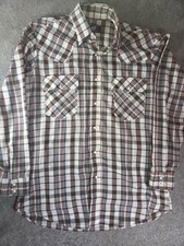 Vintage Levis Plaid Long Sleeve Pearl Snap Shirt 1980s Large Distressed