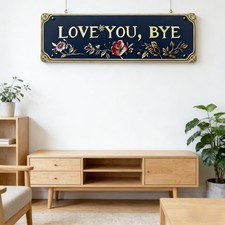 Sturdy Metal Wall Hanging with Minimalist Love You Bye Design for Home