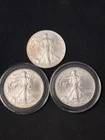 1 oz American Silver Eagle Coins (Lot of 3) 2003/2004 1 oz .999 Silver Bullion