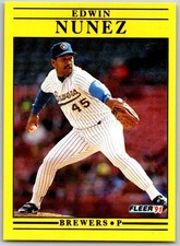 ⚾ 1991 Fleer Update #U-32 Edwin Nunez Milwaukee Brewers