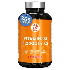 Vitamin d3 k2 (4000 IE) 365 Kapseln D3 K2 113 g (1er Pack), Farblos